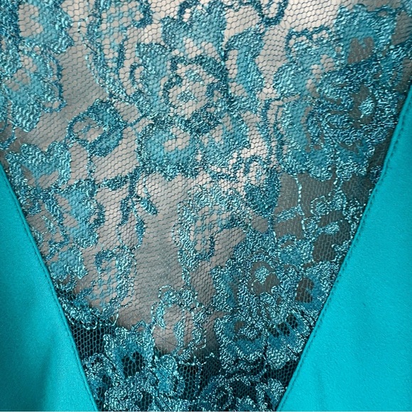 Vintage Victoria's Secret Gold Label Teal Lace Slip Dress SZ SP Chemise Lingerie - Picture 9 of 14